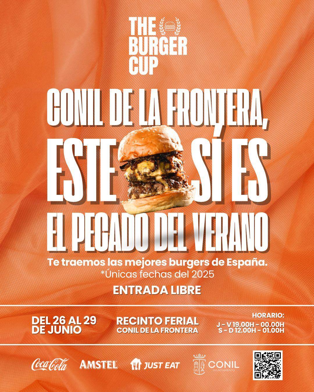 Cartel de The Golden Ibérica Burger en La Chanca, festival gastronómico programado por el área de cultura de Conil