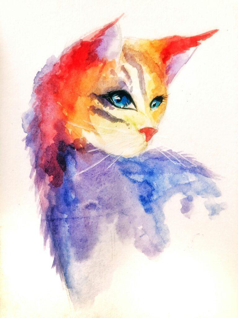 Mirada felina entre violetas CalleArteMas