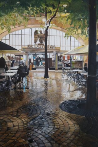 A pintura capta aquele momento em que o mundo lá fora parece novo, após covid.