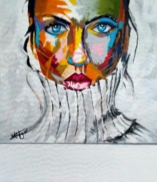 Retrato Colorido Abtracto de Mujer en estilo moderno