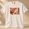 Camiseta crema con arte romántico acuarela